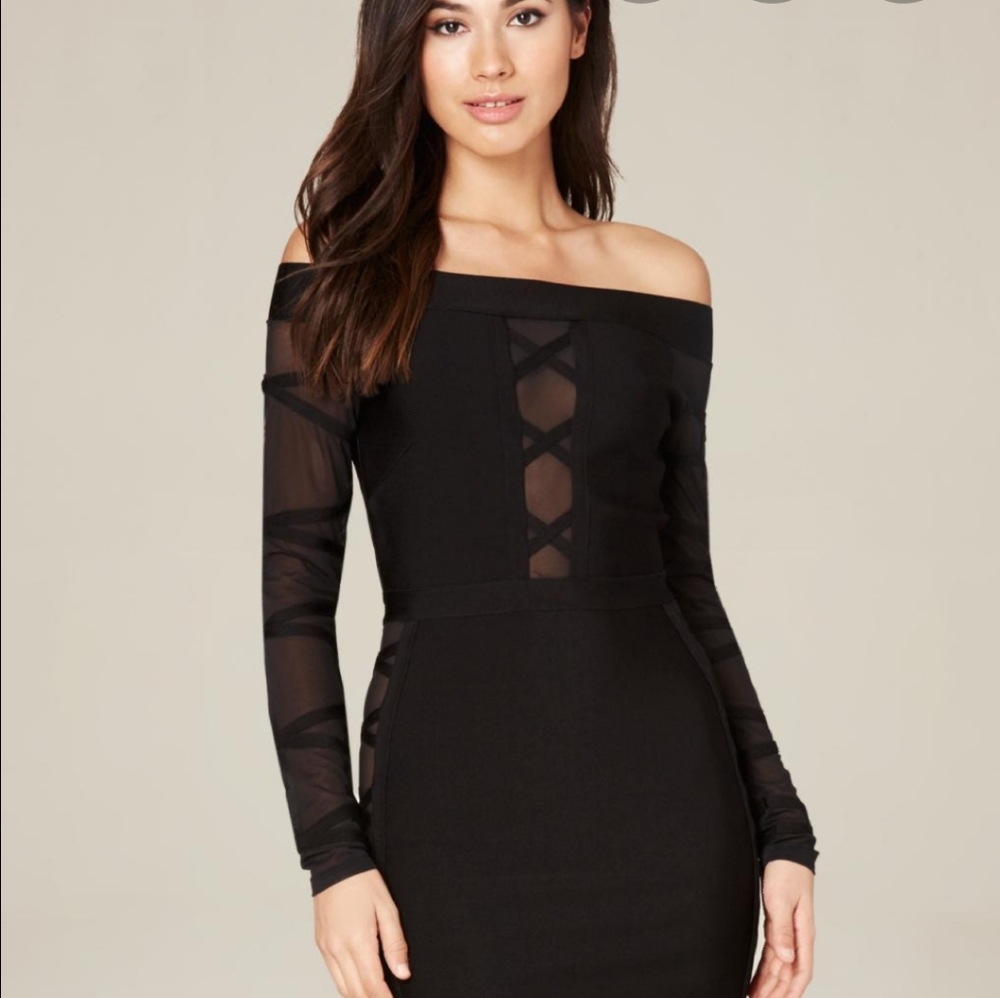 Mesh detail sweater dress bebe
